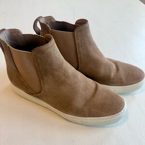 VINCE Tan Suede Newlyn High Top Sneaker Booties Women’s Size Size 6